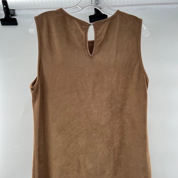 Lila Rose Faux Suede Shift Dress Sleeveless Tan Size 10 - Picture 6 of 9